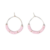 Pink - Cali Surfer Hoop Earrings in Silver