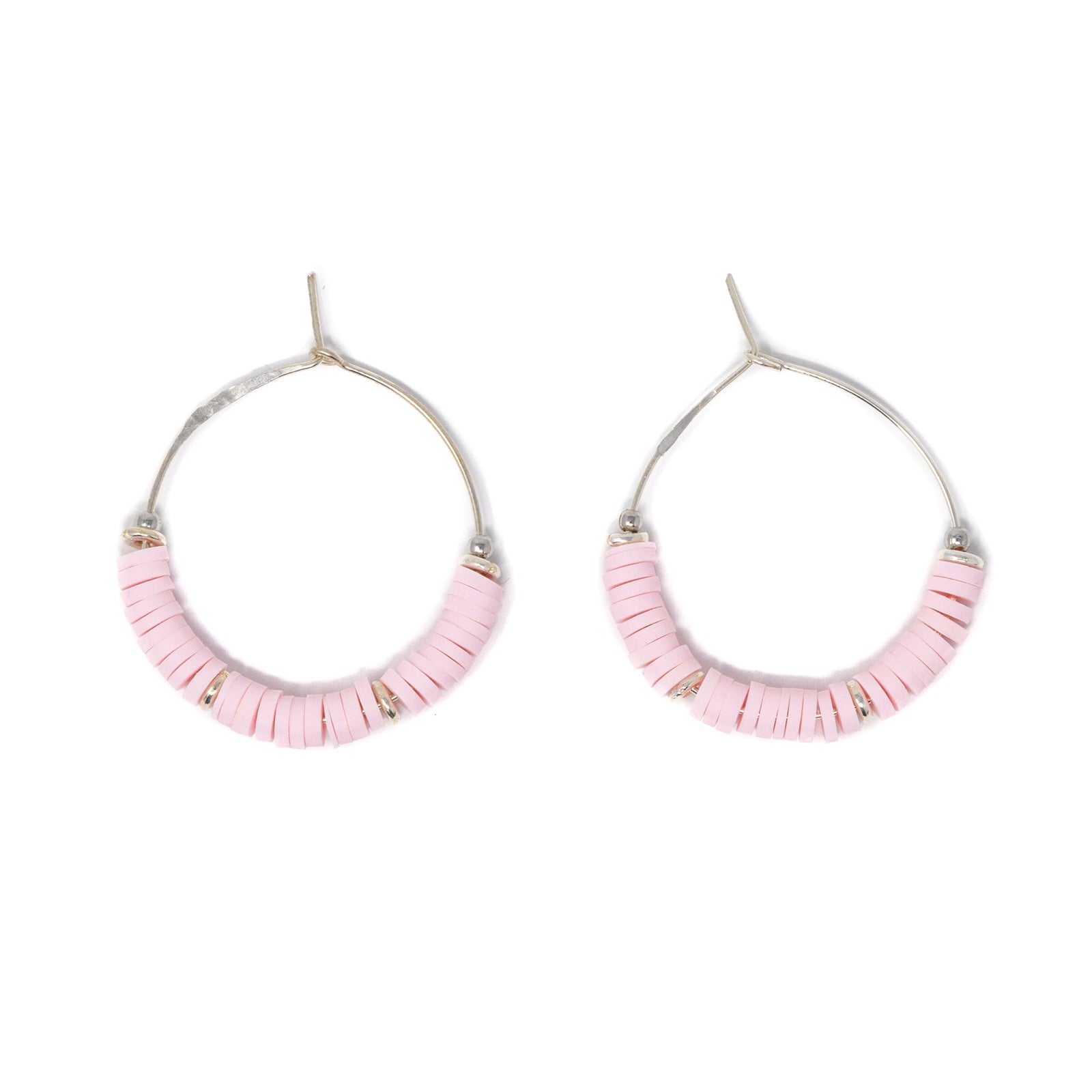 Pink - Cali Surfer Hoop Earrings in Silver