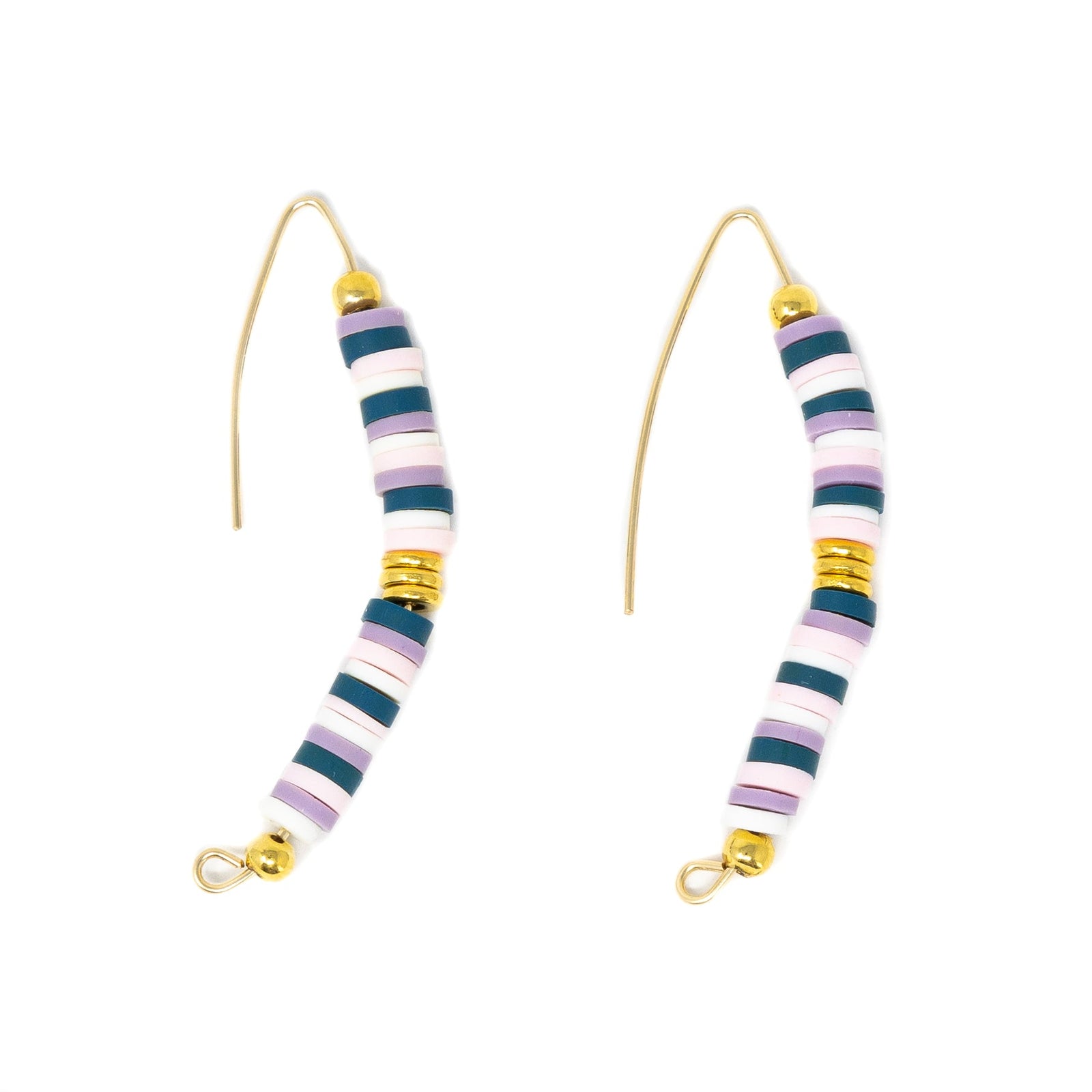 Plum, Navy Multi - Cali Surfer Drops Earrings in Gold