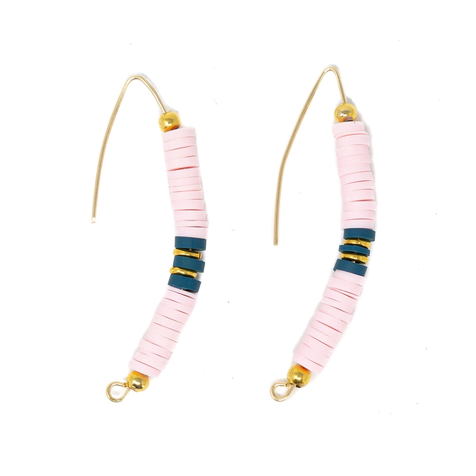 Pink & Navy - Cali Surfer Drops Earrings in Gold