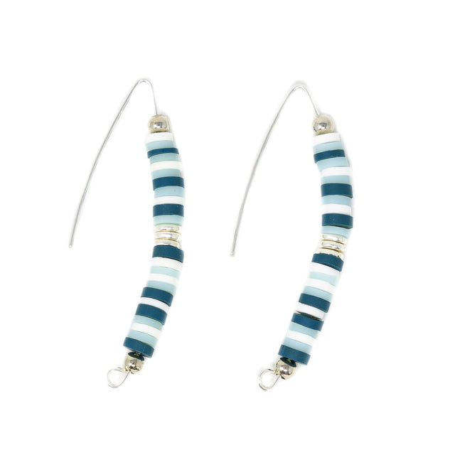 Navy, Aqua Multi - Cali Surfer Drops Earrings in Silver