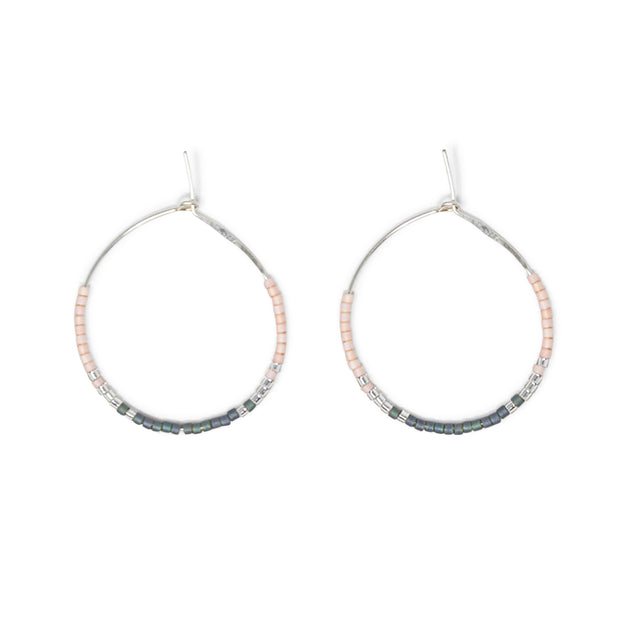 Denim & Coral Ombre w/  Silver Hoops