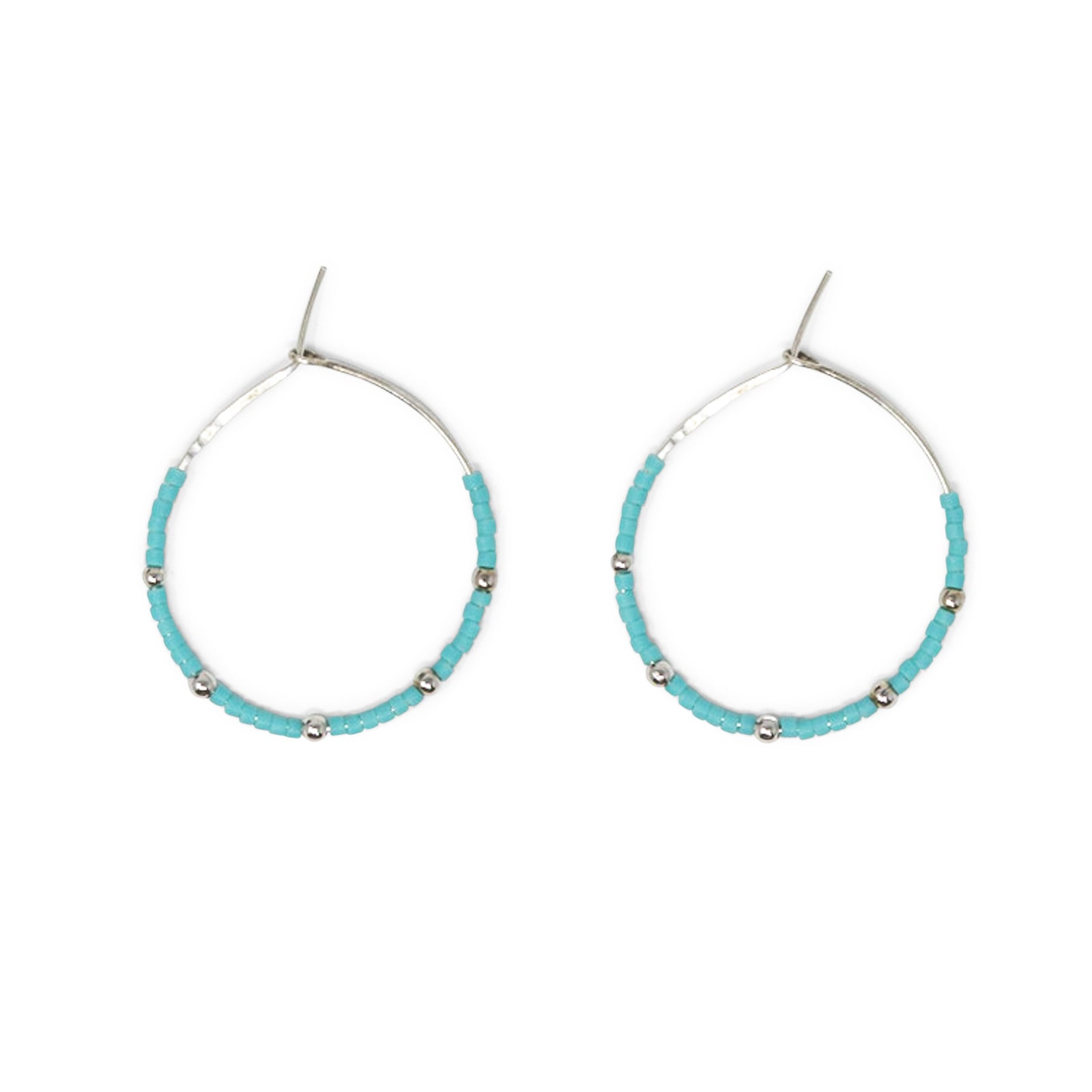 Teal & Silver Hoops