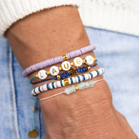 Navy w/ Gold Star Macrame Bracelet