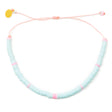 Aqua & Pink Heishi Bead Anklet on White