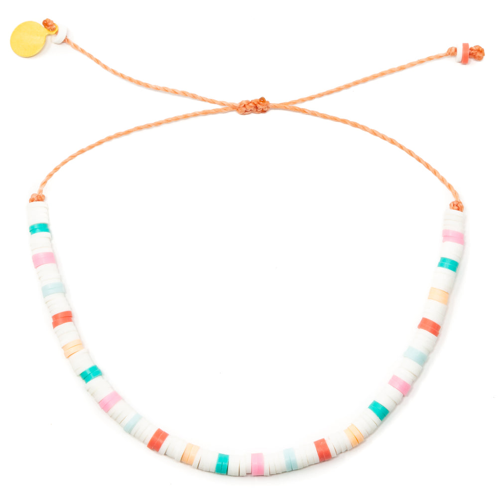Colorful Dot Heishi Bead Anklet on White