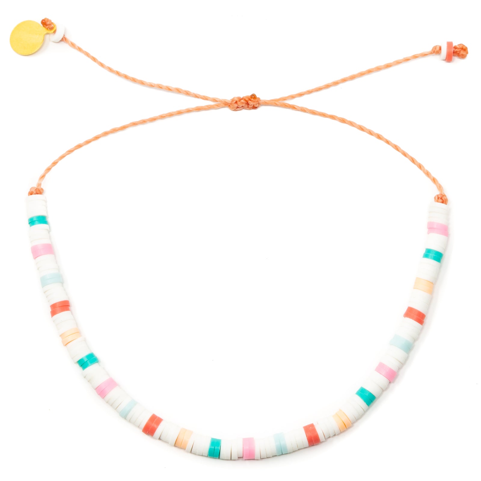 Colorful Dot Heishi Bead Anklet on White