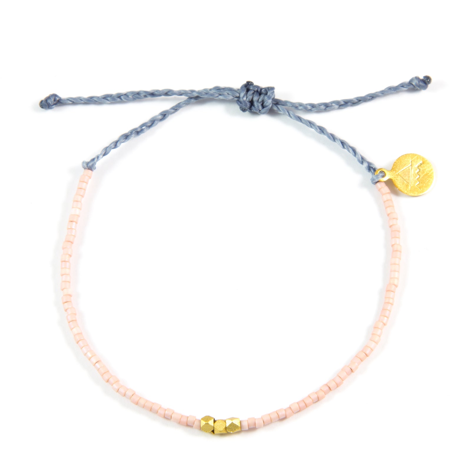 Coral & Denim Gold Bead Bracelet