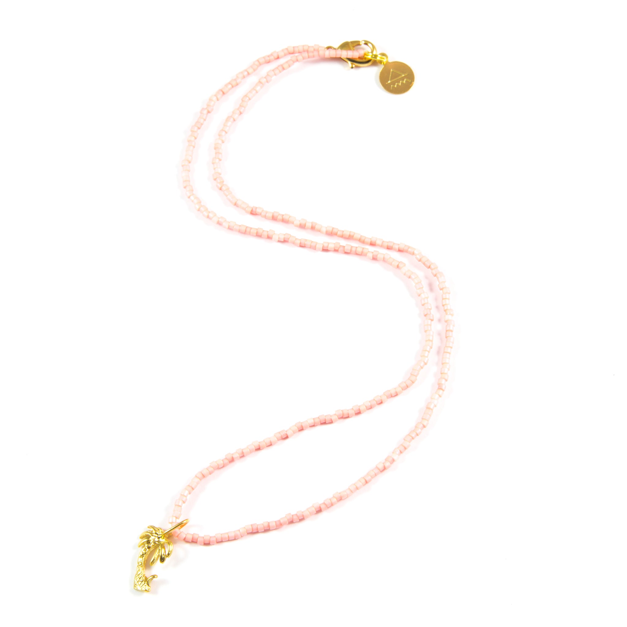 Coral Palm Tree Tiny Charm Necklace