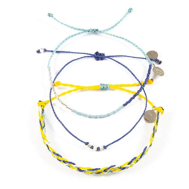 Blues and Sunflower Bracelet Stack