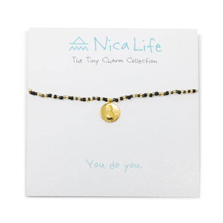 Black & Gold Shine Bright Pineapple Charm Necklace