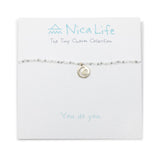 Silver & White Shine Bright Moon Charm Necklace