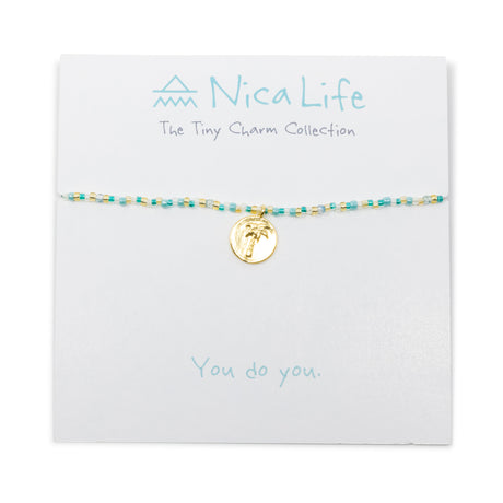Teal & Gold Shine Bright Palm Charm Necklace