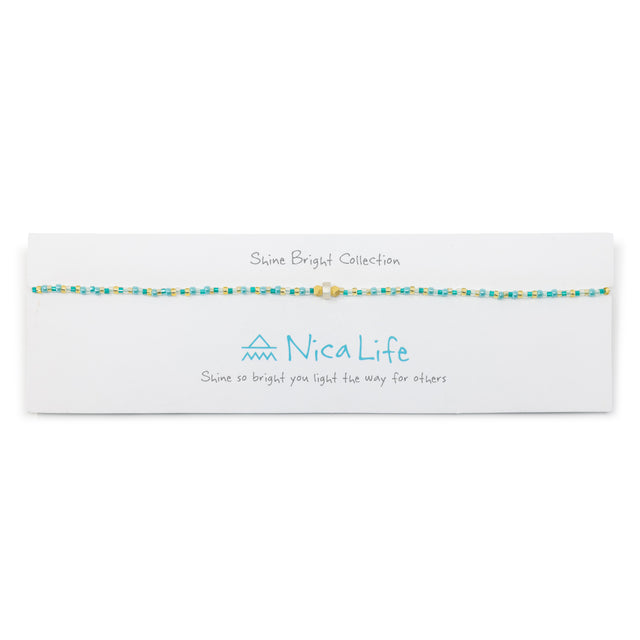 Teal & Gold Moonstone Healing Choker