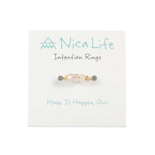 Rose Quartz & Gold Intention Ring