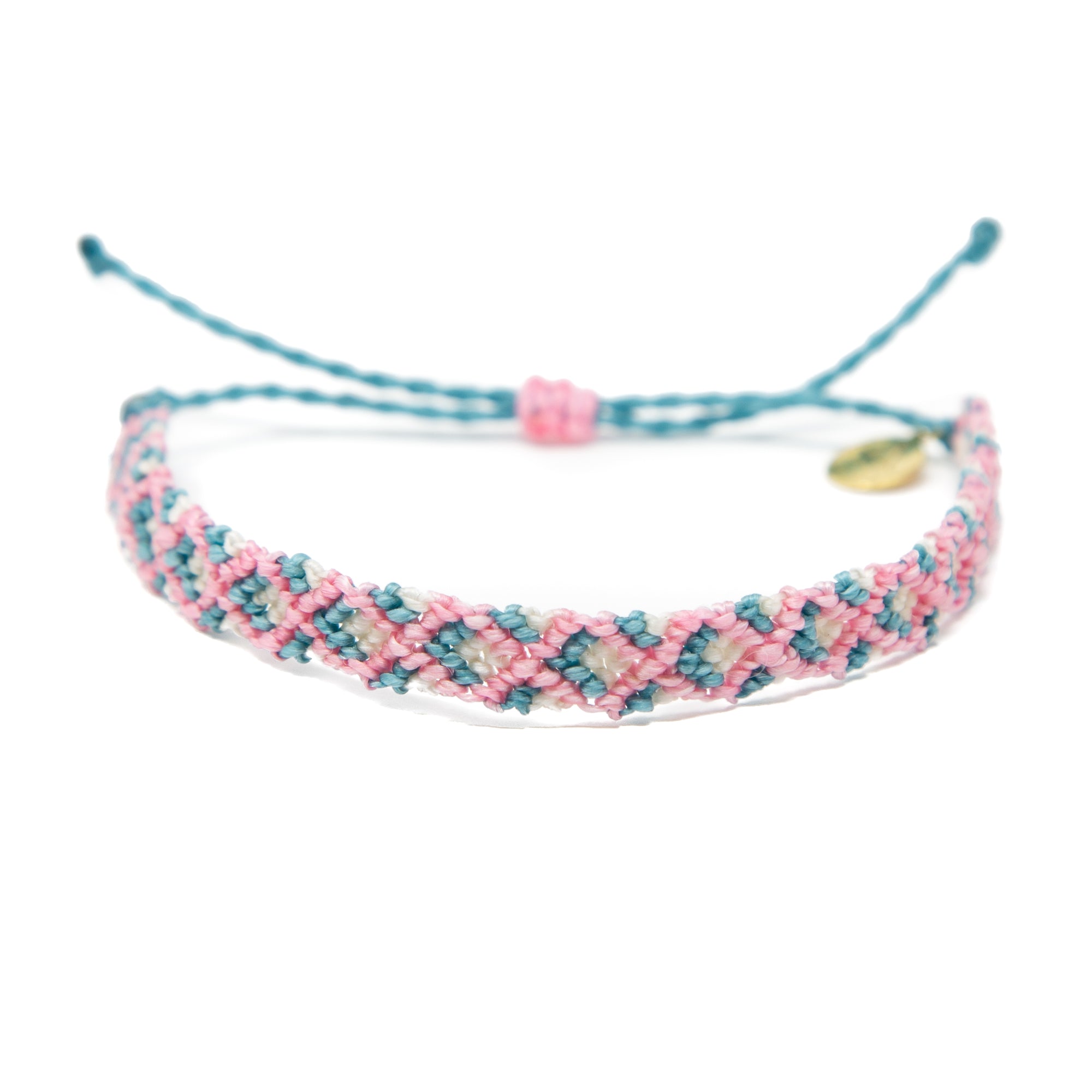 Pink & Teal Double Diamond Friendship Bracelet