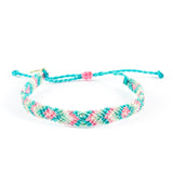 Pink & Teal Diamond Pattern Friendship Bracelet