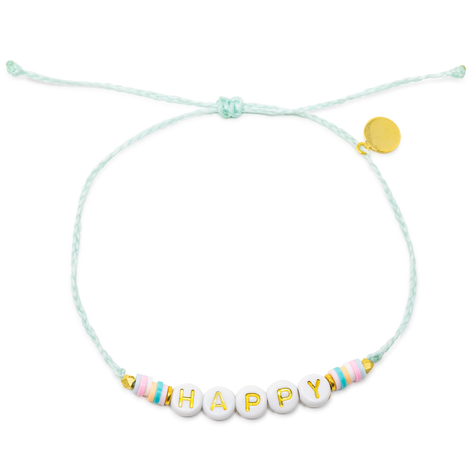 Happy Word Anklet on White