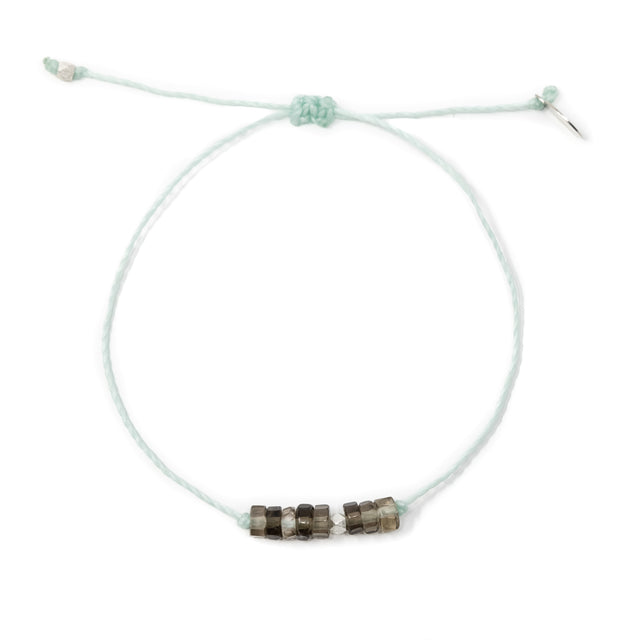 Cucumber w/ Smokey Quartz Healing Stone Bracelet in Silver