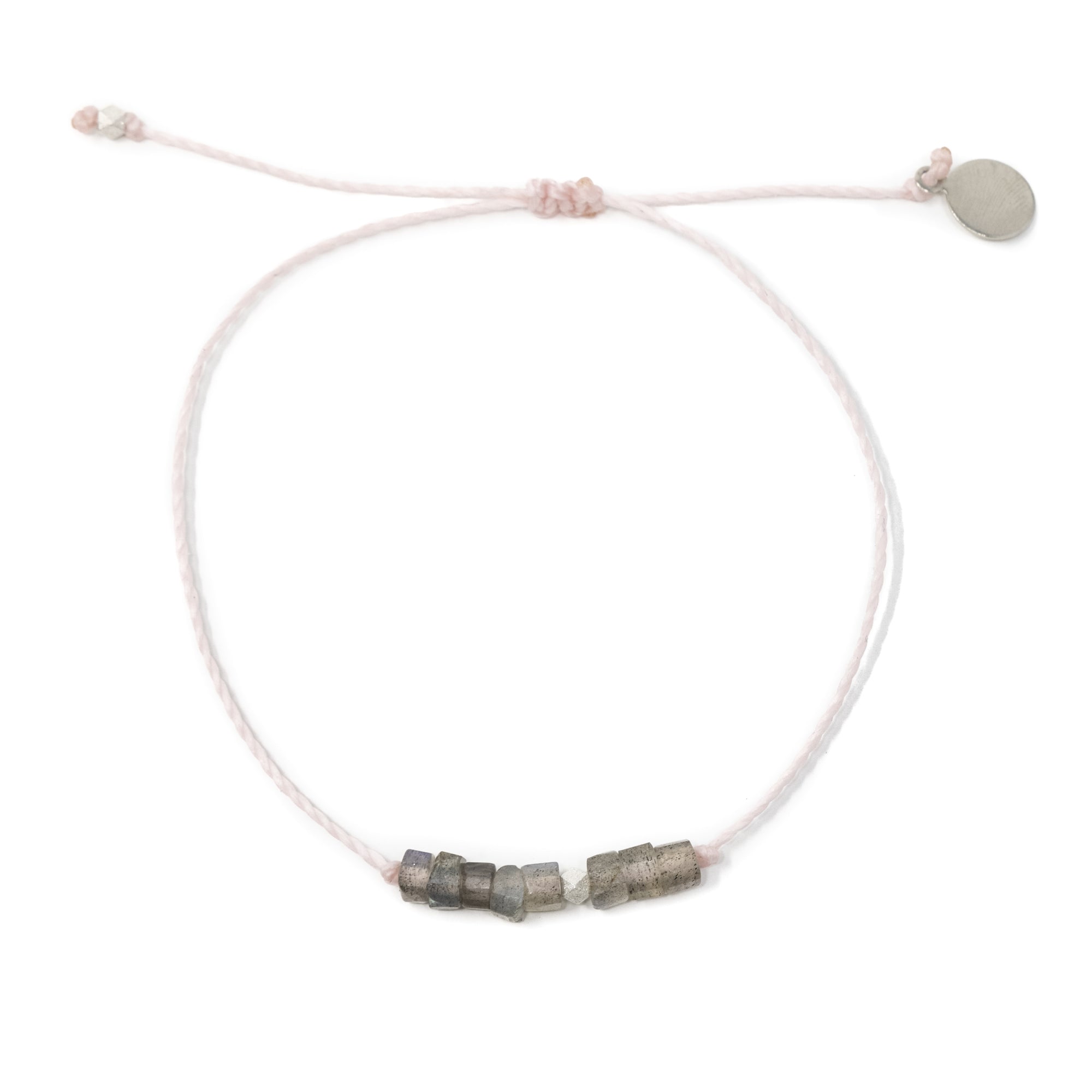 Pink w/ Labradorite Healing Stone Bracelet in Silver