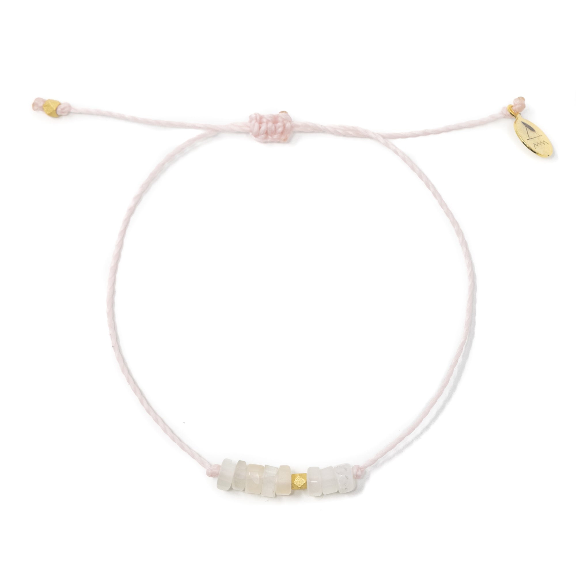 Pink w/ Moonstone Healing Stone Bracelet in Gold