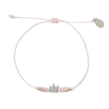Pink w/ Silver Crown Macrame Bracelet