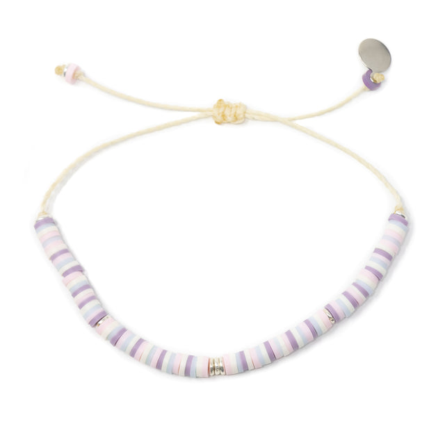 Plum & Pink Random Pattern w/ Silver Cali Surfer Bracelet