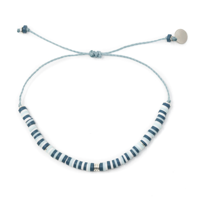 Navy & Aqua Random Pattern w/ Silver Cali Surfer Bracelet
