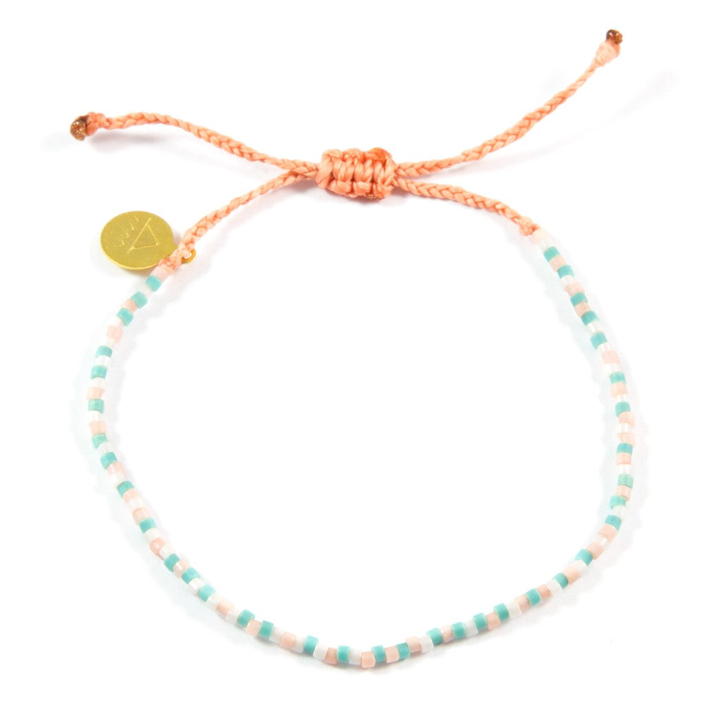 Coral & Teal Random Multi Pattern Beaded Anklet