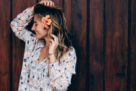 Coral & Teal Beaded Simple Bracelet