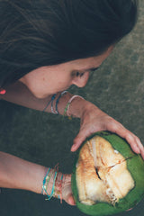 Denim & White Beaded Simple Bracelet
