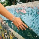 White & Teal Dot Beaded Bracelet