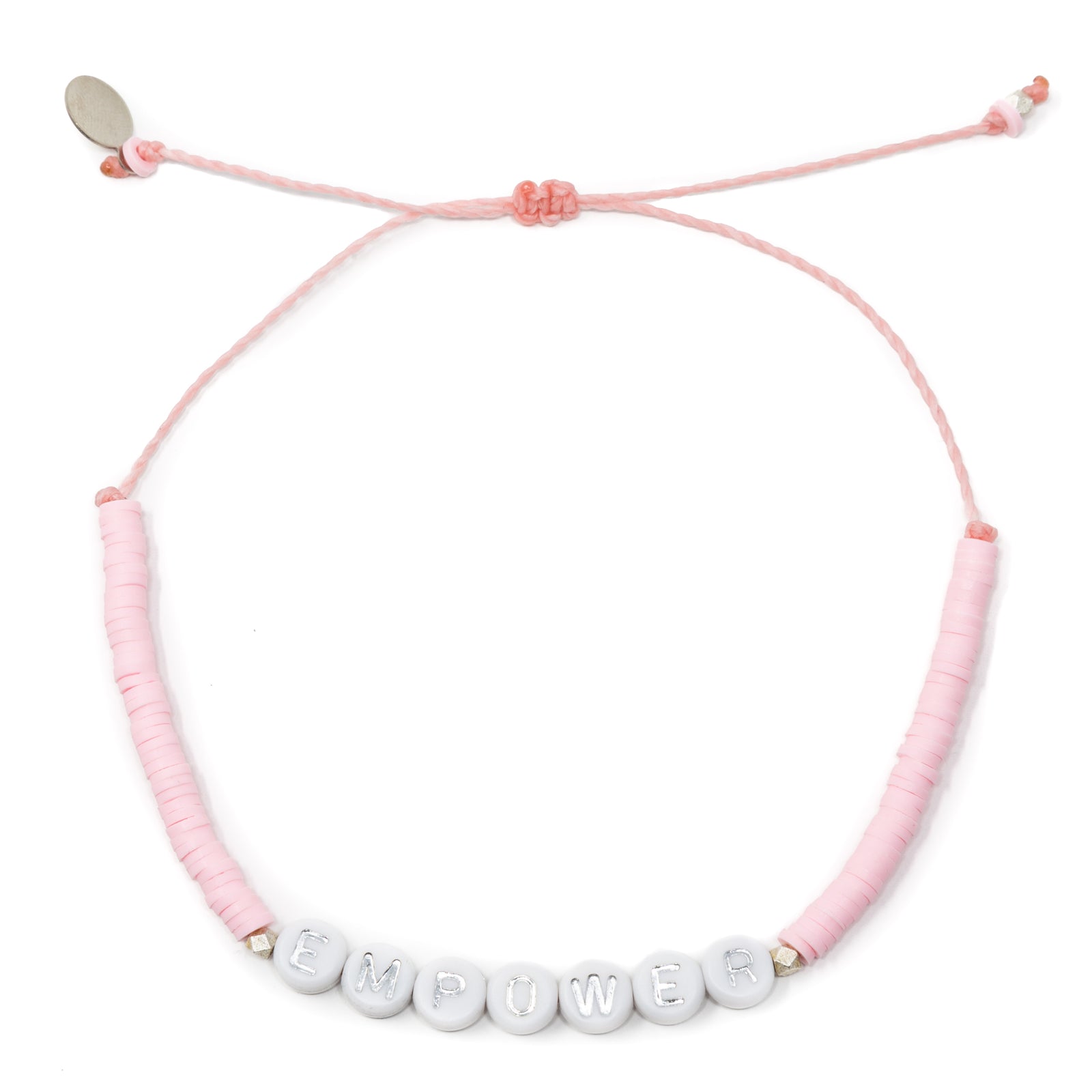 Light Pink EMPOWER Word Anklet on White