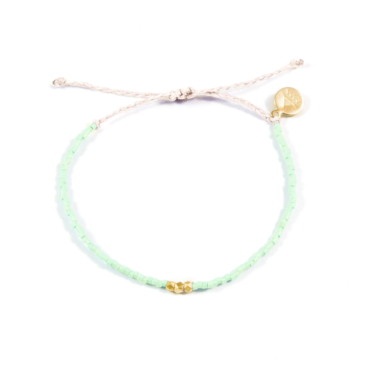 Soft Mint & White Gold Bead Bracelet