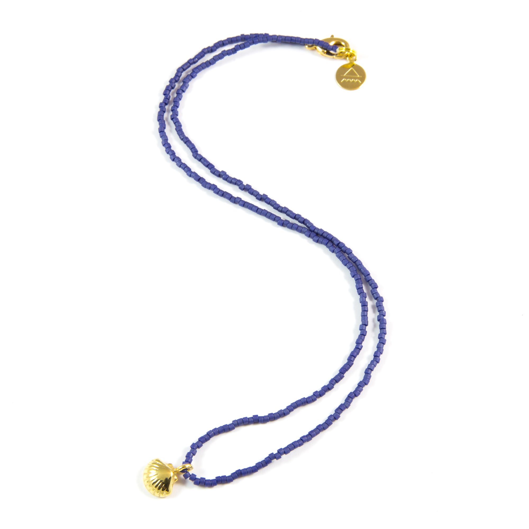 Navy Seashell Tiny Charm Necklace