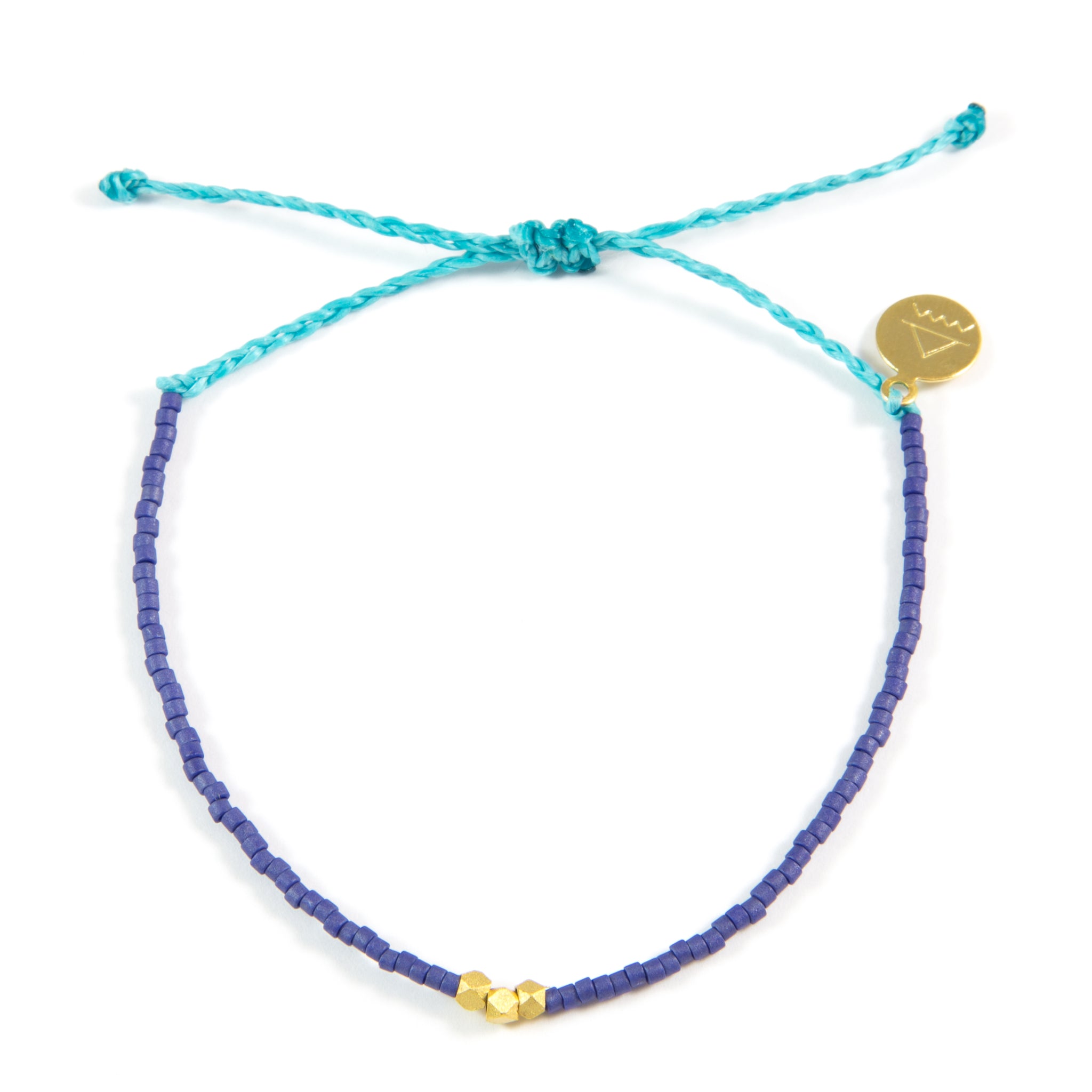 Navy & Teal Gold Bead Bracelet