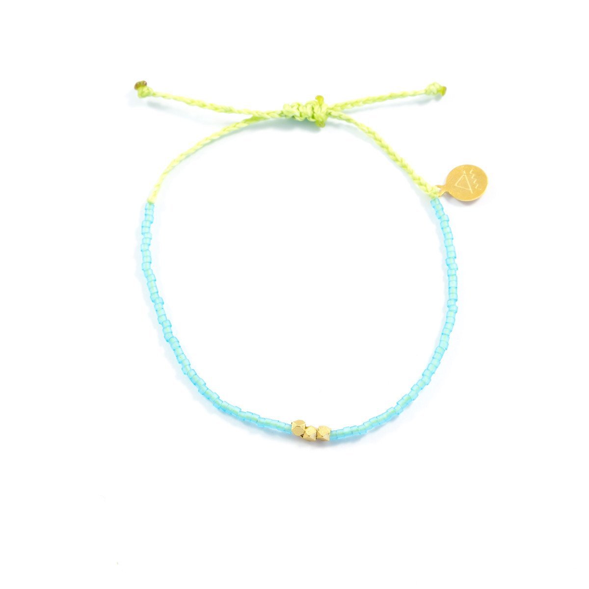 Sea Glass Aqua & Green Gold Beaded Bracelet