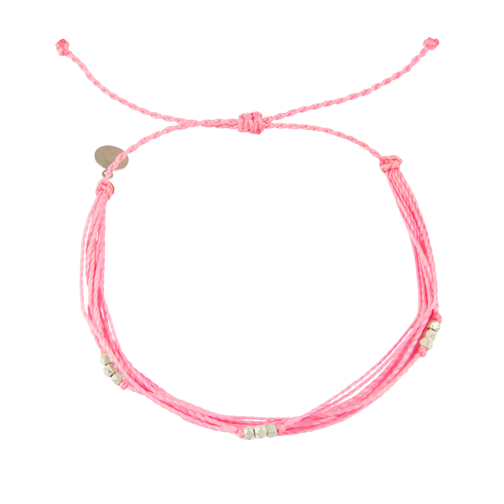 Pink & Silver String Anklet on white