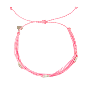 Pink & Silver String Anklet on white