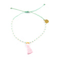 Pink Tassel Bead Anklet on White