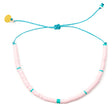 Pink Teal Heishi Bead Anklet on White