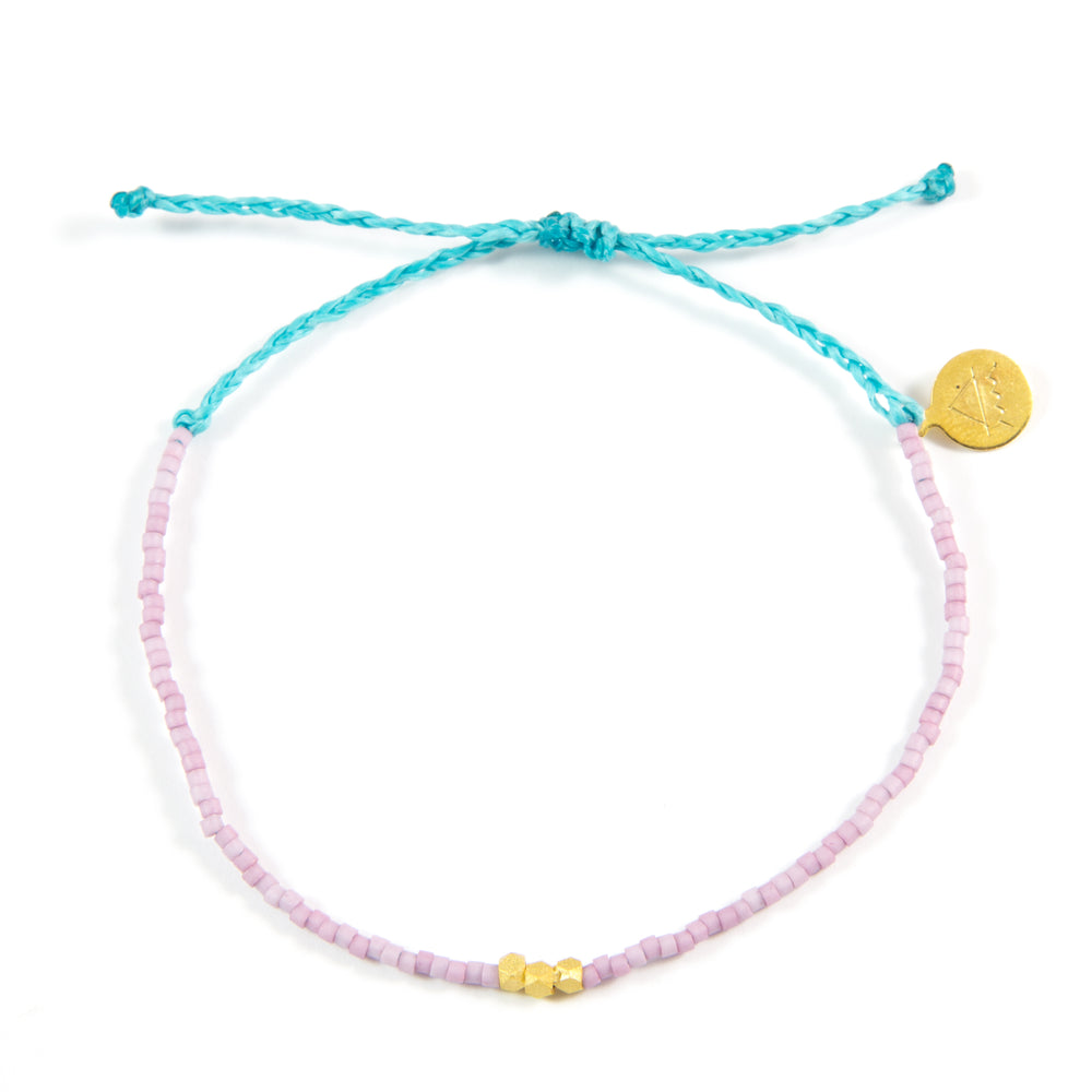 Plum & Teal Gold Bead Bracelet