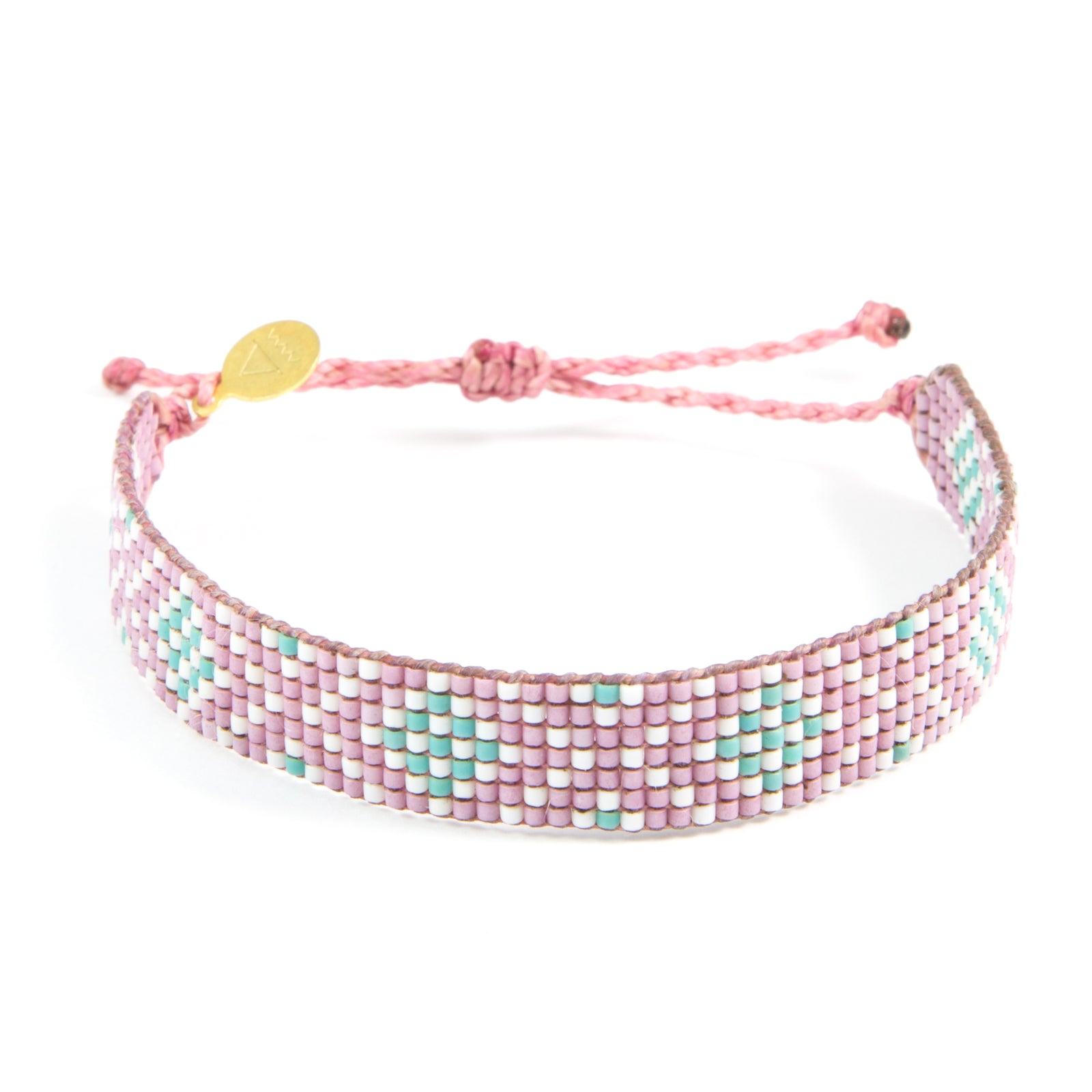 Plum Diamond Pattern Woven Bracelet