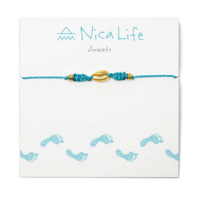 Teal Popoyo Anklet in Gold