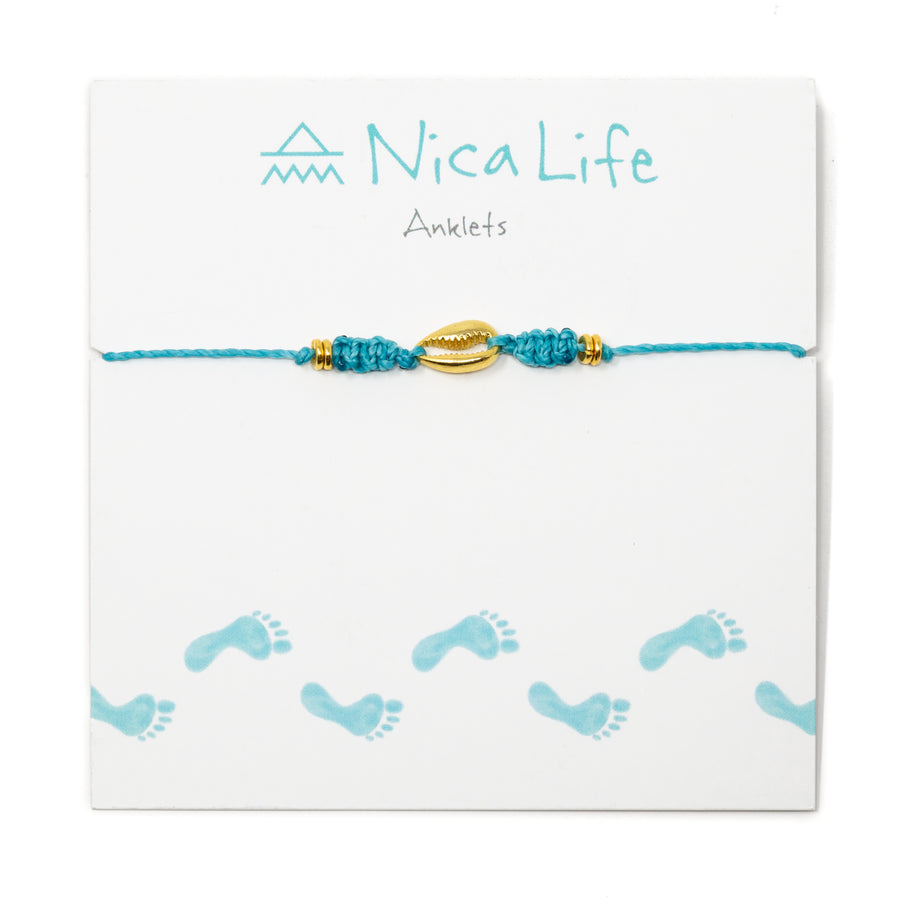Teal Popoyo Anklet in Gold