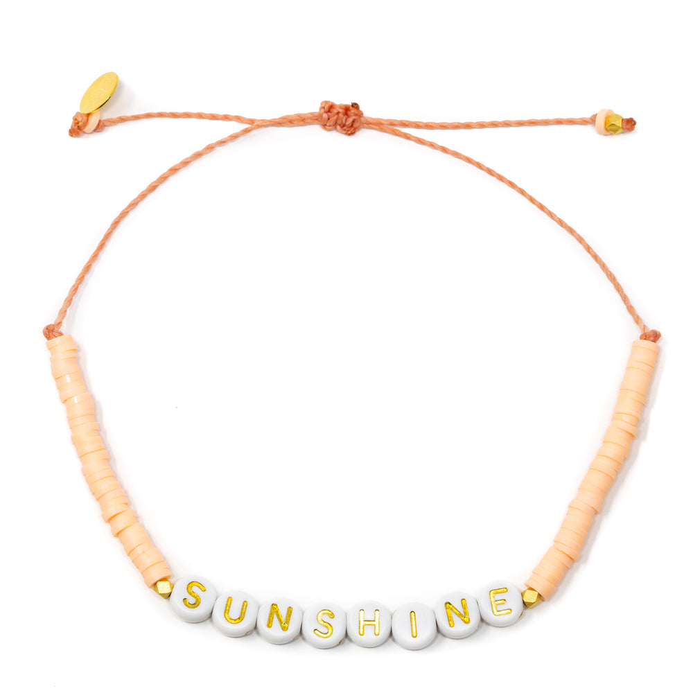 SUNSHINE Word Anklet Peach on White