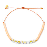 SUNSHINE Word Anklet Peach on White