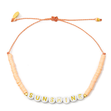 SUNSHINE Word Anklet Peach on White