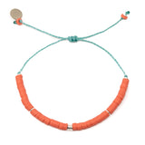 Dark Coral & Silver Cali Surfer Bracelet