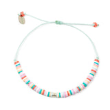 Teals & Corals Random Pattern w/ Silver Cali Surfer Bracelet